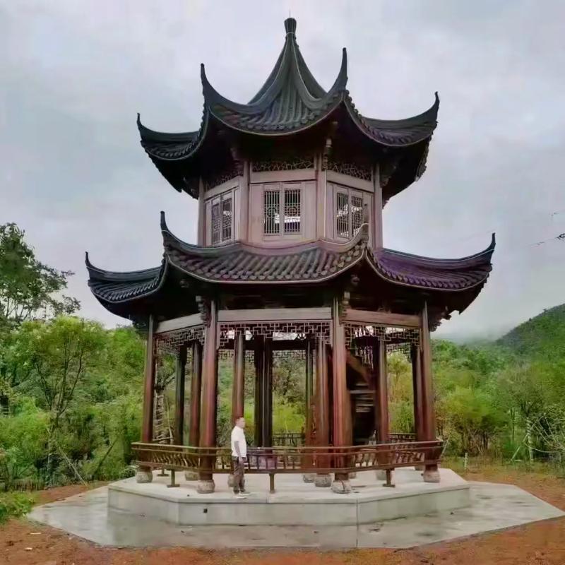 雙層古建涼亭 融合傳統(tǒng)工藝與現(xiàn)代園林景觀(guān)的精粹